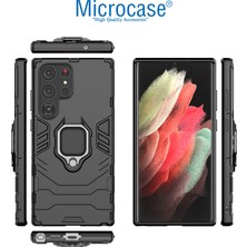 Microcase Samsung Galaxy S23 Ultra Batman Serisi Yüzük Standlı Armor Kılıf - Siyah AL3349