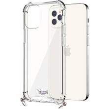 Hippi iPhone 11 Pro Max Uyumlu Darbe Emici Dayanıklı Sert Şeffaf Silikonlu Askılı Telefon Kılıfı