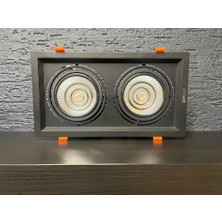 TekwaT Sıva Altı AR111 Cob Led 25 W Armatür Siyah 2'li Kasa
