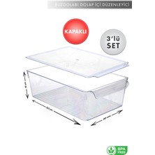 Aes Home Maxi-Midi-Mini - Buzdolabı Içi Düzenleyici-Organizer Kapaklı  Büyük -Orta -Küçük Boy Şeffaf (Kapaklı)