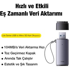 Baseus USB Kart Okuyucu Sd-Microsd Hafıza Kart Okuyucu Dönüştürücü Tak Çalıştır Eş Zamanlı Okuma Hafıza Kart Okuyucu