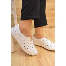 Prego Iniesta Deri Termo Kaynaz Taban Kadın Günlük Ayakkabı Beyaz