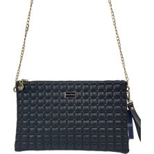 Silver Polo Siyah Kare Nakış Modeli Kadın El Çantası Clutch Sp