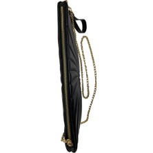 Silver Polo Siyah Rüzgar Gülü Modeli Kadın El Çantası Clutch Sp