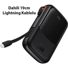 Baseus Qpow Pro Dijital Göstergeli 20000MAH 20W Hızlı Şarj Powerbank iPhone Lightning Kablolu