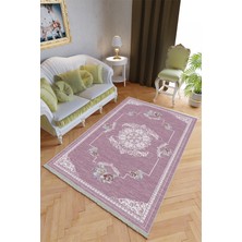 10 Post Online Klasik Salon Halısı Mor Yolluk Kaymaz Yuvarlak Oval Kesme Ince Yıkanabilir Halı