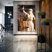 SML Tablo Themis Heykeli Gold Detaylı Hukuk Bürosu Dekor Kanvas Tablo