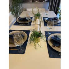 Decamor Home Keten Simli Dertsiz Lacivert Amerikan Servis 2’li