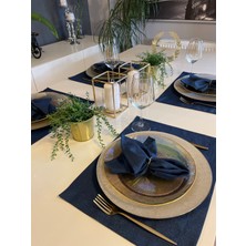 Decamor Home Keten Simli Dertsiz Lacivert Amerikan Servis 2’li