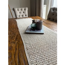 Decamor Home Bohem Örgü Dantel Püsküllü Ekru Runner