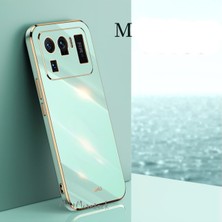 MTK Moveteck Xiaomi Mi 11 Ultra Uyumlu Kılıf Kamera Korumalı Parlak Gold Kenarlı Yumuşak Silikon Kapak Altın Işlemeli Tarz Silikon