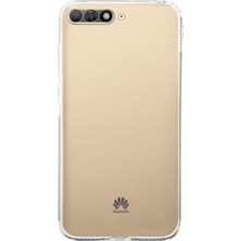 Case World Huawei Y6 2018 ile Uyumlu Kapak Kamera Korumalı Tıpalı Silikon Şeffaf Kılıf