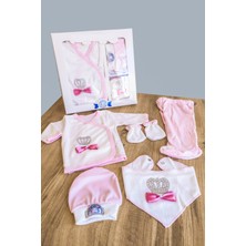 Cucul Yenidoğan Pembe Kız Bebek Kıyafeti 5 Parça Taşlı Hastane Çıkışı