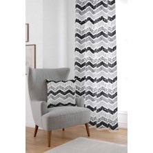 Cango Home Siyah Beyaz Geometrik Modern Dijital Baskılı Perde CGH060-PR