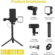 Leyan Creation LED Dolgu Işığı Mikrofon Taşınabilir Tripod Canlı Video Telefon Tutucu Fotoğraf Selfie Çubuğu Kayıt Kolu Sabitleyici Bluetooth (Yurt Dışından)