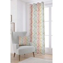 Cango Home Beyaz Çok Renkli Damask Desenli Dijital Baskılı Perde CGH067-PR