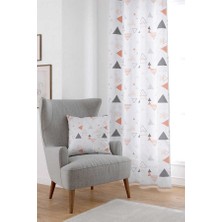 Cango Home Gri Beyaz Geometrik Dijital Baskılı Perde CGH103-PR