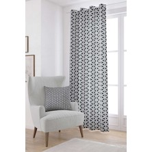 Cango Home Gri Siyah Dekoratif Geometrik Desenli Dijital Baskılı Perde CGH1056-PR