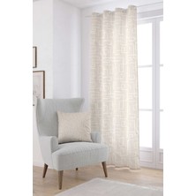 Cango Home Krem Beyaz Bohem Iskandinav Geometrik Desenli Dijital Baskılı Perde CGH1202-PR