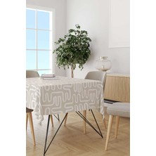 Cango Home Krem Beyaz Bohem Iskandinav Geometrik Desenli Dijital Baskılı Masa Örtüsü CGH1205-MS