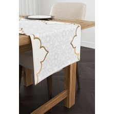 Cango Home Beyaz Gri Ramazan Temalı Motifli Dekoratif Desenli Dijital Baskılı Runner CGH1284-RN
