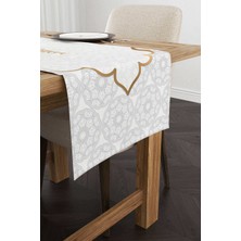 Cango Home Beyaz Gri Ramazan Temalı Dekoratif Desenli Dijital Baskılı Runner CGH1283-RN