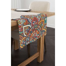 Cango Home Krem Çok Renkli Ramazan Temalı Mandala Desenli Dijital Baskılı Runner CGH1290-RN