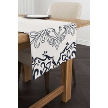 Cango Home Lacivert Gri Ramazan Temalı Dekoratif Desenli Dijital Baskılı Runner CGH1305-2-RN