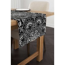Cango Home Beyaz Siyah Ramazan Temalı Dekoratif Mandala Desenli Dijital Baskılı Runner CGH1296-RN