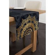 Cango Home Lacivert Mavi Ramazan Temalı Dekoratif Desenli Dijital Baskılı Runner CGH1299-RN