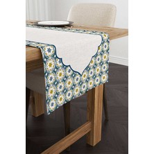 Cango Home Mavi Yeşil Ramazan Temalı Dekoratif Desenli Dijital Baskılı Runner CGH1315-RN