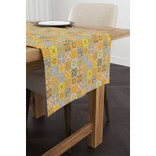 Cango Home Sarı Gri Ramazan Temalı Dekoratif Desenli Dijital Baskılı Runner CGH1329-RN