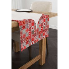 Cango Home Kırmızı Gri Ramazan Temalı Dekoratif Desenli Dijital Baskılı Runner CGH1334-RN