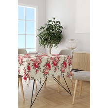 Cango Home Pembe Bej Çiçekli Masa Örtüsü CGH201-MS