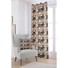 Cango Home Kahverengi Yeşil Tropikal Dijital Baskılı Perde CGH251-PR