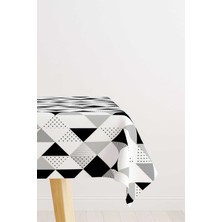 Cango Home Beyaz Siyah Modern Geometrik Masa Örtüsü CGH245-MS