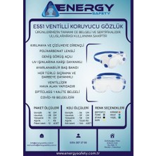 Depomega Energy Safety E551 Ventilli Koruyucu Gözlük İş Güvenliği Gözlüğü