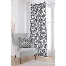 Cango Home Siyah Beyaz Etnik Damask Desenli Dijital Baskılı Perde CGH343-PR