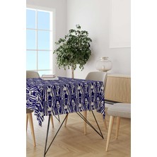 Cango Home Lacivert Bej Marin Temalı Balık Desenli Dijital Baskılı Masa Örtüsü CGH634-MS