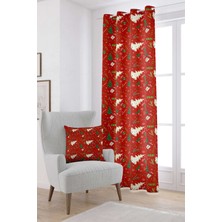 Cango Home Kırmızı Yeşil Yılbaşı Temalı Desenli Dijital Baskılı Perde CGH297-PR