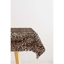 Cango Home Kahverengi Siyah Leopar Desenli Dijital Baskılı Masa Örtüsü CGH370-MS