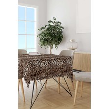 Cango Home Kahverengi Siyah Leopar Desenli Dijital Baskılı Masa Örtüsü CGH370-MS
