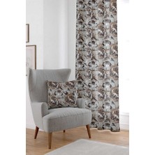Cango Home Gri Çiçekli Dijital Baskılı Perde CGH494-PR