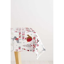 Cango Home Kırmızı Gri Yılbaşı Temalı Dijital Baskılı Masa Örtüsü CGH798-MS