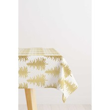 Cango Home Sarı Beyaz Yılbaşı Temalı Dijital Baskılı Masa Örtüsü CGH790-MS