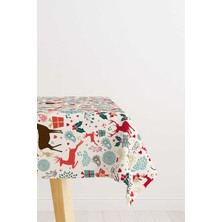 Cango Home Kırmızı Çok Renkli Yılbaşı Temalı Dijital Baskılı Masa Örtüsü CGH867-MS