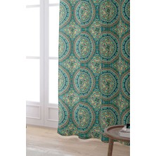 Cango Home Yeşil Sarı Retro Vintage Desenli Dijital Baskılı Perde OTYK049-PR