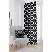 Cango Home Siyah Beyaz Modern Geometrik Desenli Dijital Baskılı Perde OTYK552-PR