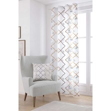 Cango Home Beyaz Gri Geometrik Soyut Mermer Desenli Dijital Baskılı Perde YLMS87-PR