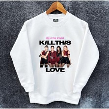 Wolters Outdoors Çocuk Blackpink Love  Oversize Baskılı Pamuklu  Uzun  Kollu Bisiklet Yaka Sweatshirt